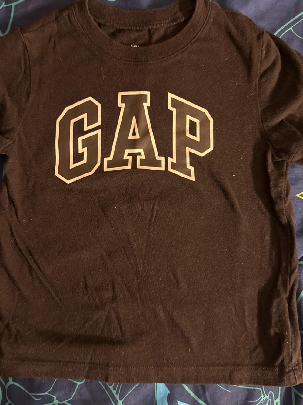 GAP Black Tee with White Outline Logo